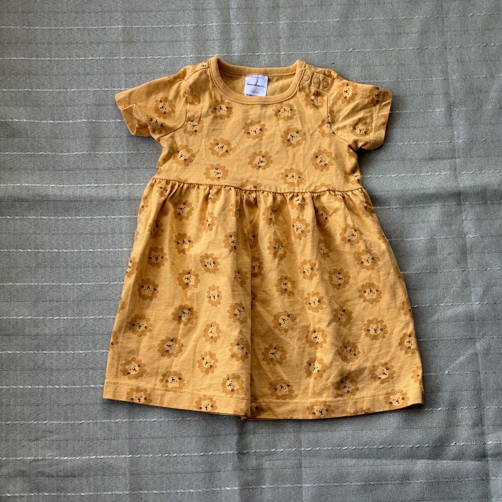 Hanna Anderson Girls Toddler Yellow Dress With Lions Size 2T Great Condition